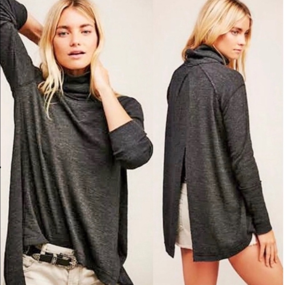 We The Free Split Back Turtleneck Gray XS